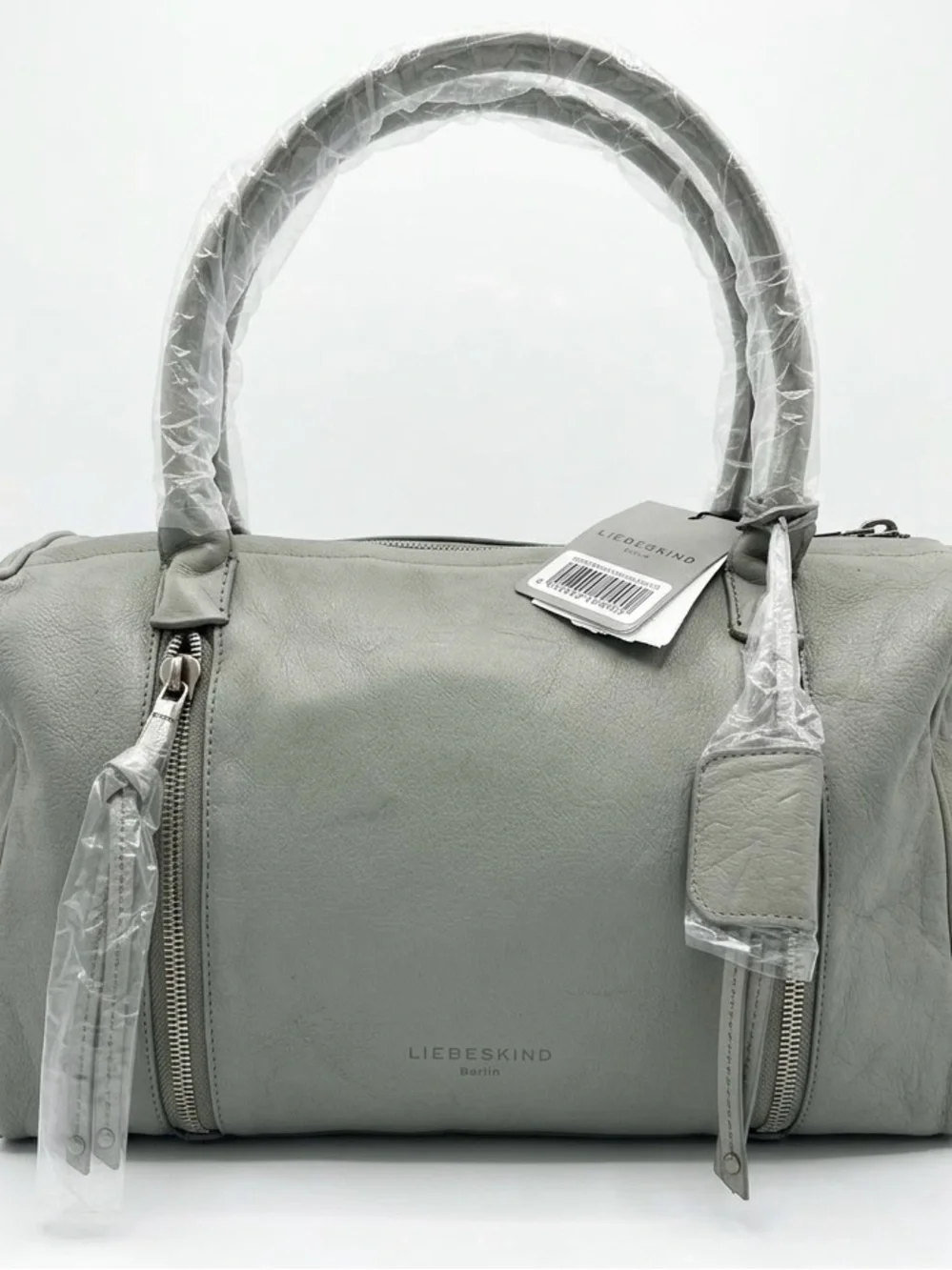 Liebeskind Pale Gray Pebbled Leather Satchel